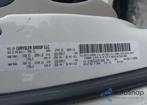 2013 Dodge Grand Caravan Sxt z USA, uszkodzony, nr VIN 2C4RDGCGXDR718082